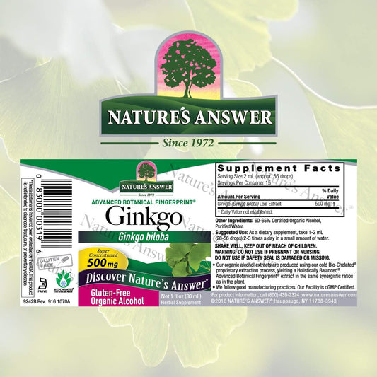 Nature'S Answer Ginkgo Leaf With Organic Alcohol 1 Fluid Ounce | Promotes Cognitive Function | Mental Clarity | Natural Energy Booster