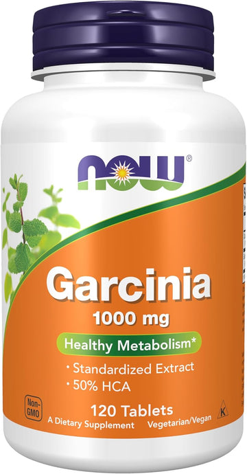 Now Foods Supplements, Garcinia (Garcinia Cambogia) 1,000 Mg, Healthy Metabolism*,Weight Loss, 120 Tablets