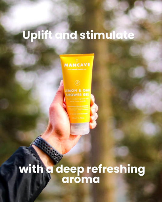 Mancave Lemon And Oak Shower Gel For Men, Refreshing Aroma With Lemon Oil, Bergamot And Rosemary, Sulphate And Paraben Free, Natural, Vegan, Cruelty Free, 200 Ml