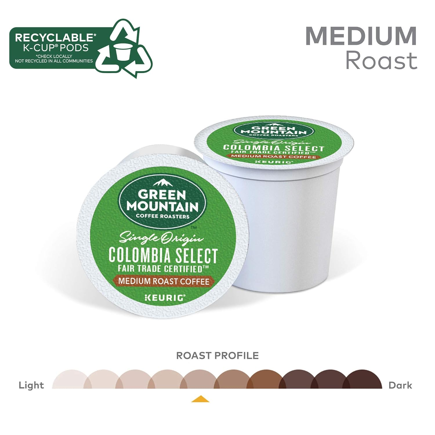 Green Mountain Coffee Roasters Colombia Select Keurig Single-Serve K-Cup Pods, Medium Roast Coffee, 72 Count (6 Packs of 12) : Grocery & Gourmet Food