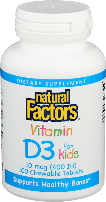 Natural Factors, Vitamin D3 400 IU, Supports Strong Bones, Teeth and Immune Function, 100 tablets (100 servings)