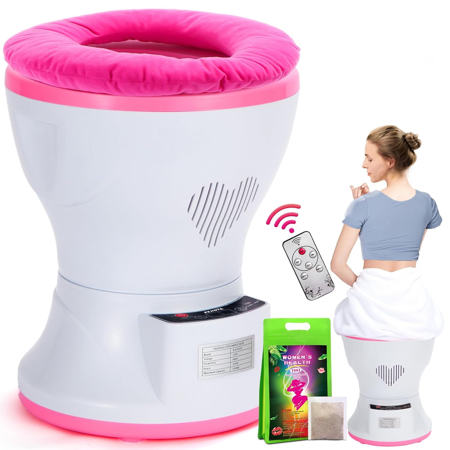 Yoni Kit, Intelligent Steam Seat with Cushion and Steaming Herbs(20 Bags), V Steam at Home Kit for Women Vaginal Health, PH Balance, Postpartum Care, Cleansing and Menstrual Support