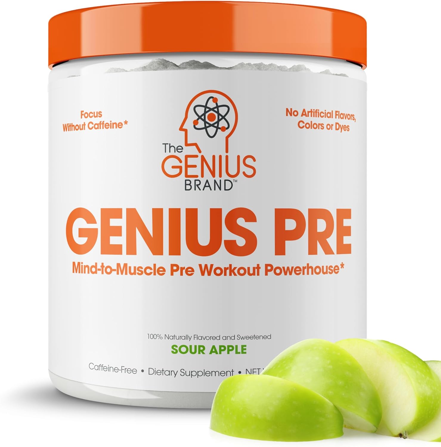 Genius Pre Workout Powder, Sour Apple - All-Natural Nootropic Pre-Work