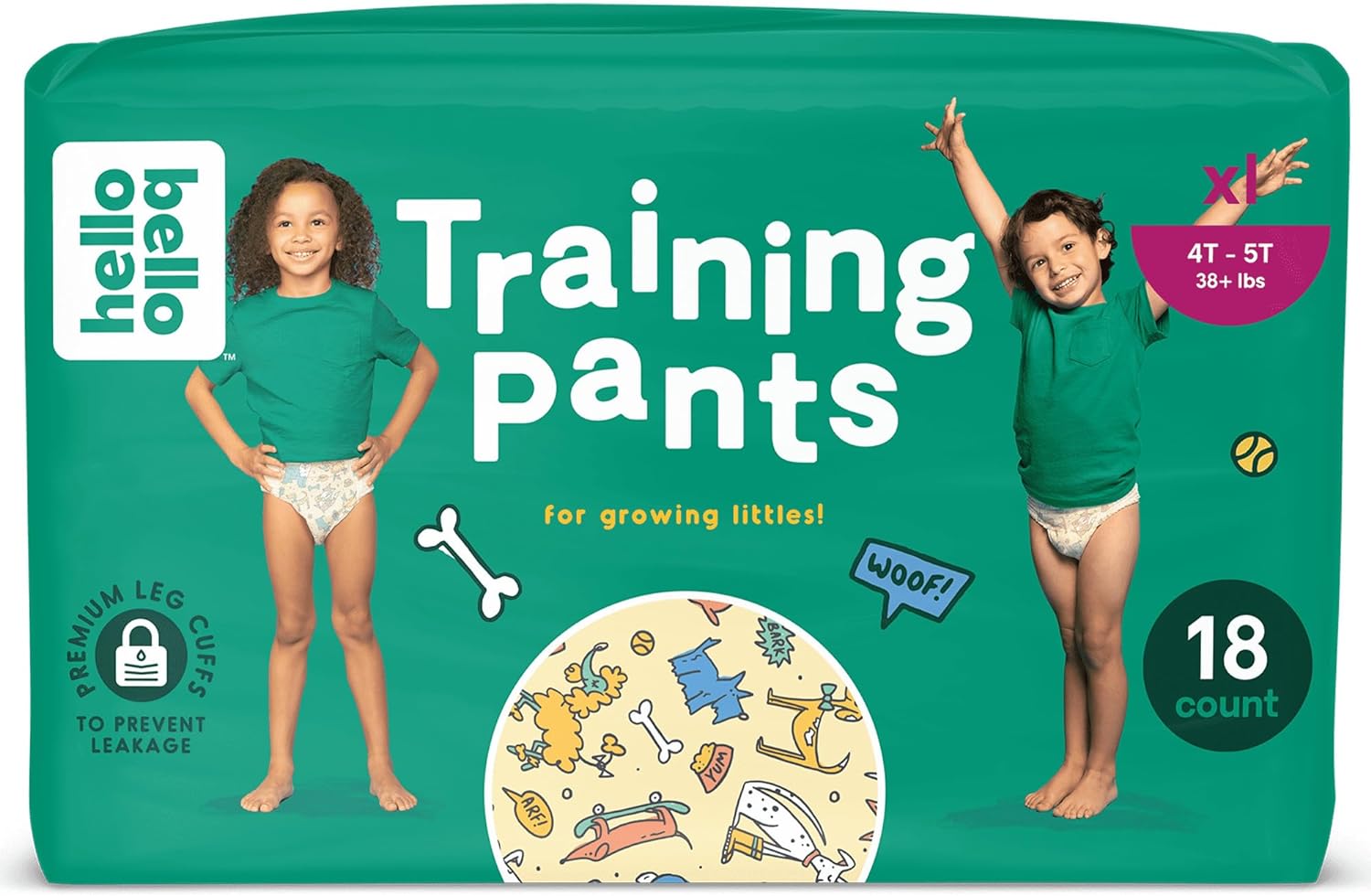 Hello Bello Premium Training Pants Size 4T-5T I 18 Count Of Disposable, Gender Neutral, Eco-Friendly, And Potty Underwear With Snug Comfort Fit Li'L Barkers