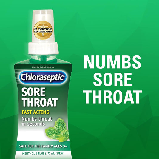 Chloraseptic Sore Throat Spray, Sugar Free, Menthol, 6 fl oz, 1 Bottle