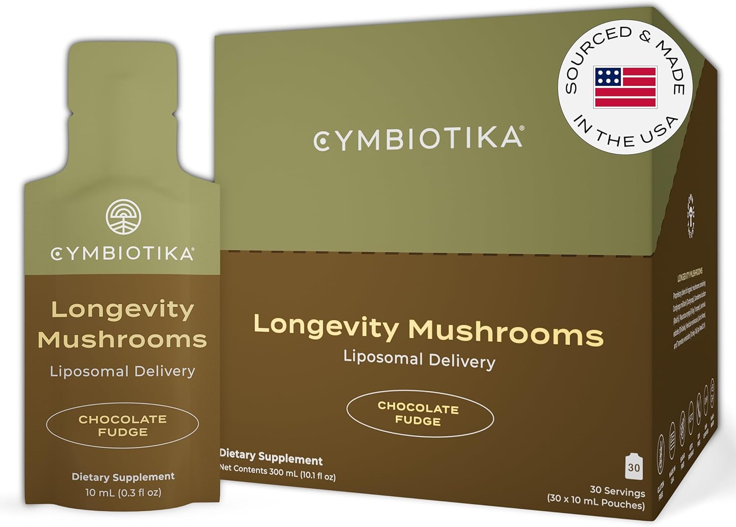 Cymbiotika Liposomal Mushroom Supplement With Lion'S Mane, Turkey Tail, B-Vitamins, Cordyceps & Reishi Mushrooms, Supplements For Immune Support And Energy, Chocolate Fudge Flavor, 30 Pack