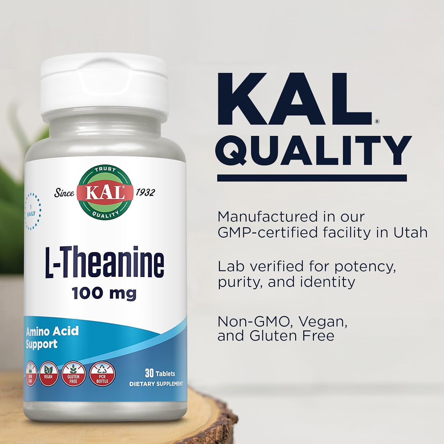 Kal vitamins 100 Mg L-theanine, 30 Count : Health & Household