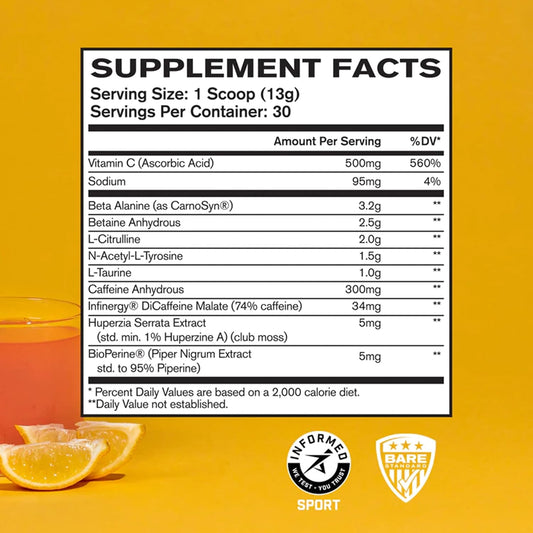 Bare Performance Nutrition Bpn Flight Pre Workout, Supports Energy And Mental Focus, Improved Endurance & Muscle Pumps With Carnosyn® Beta Alanine, Pink Lemonade, 30 Servings