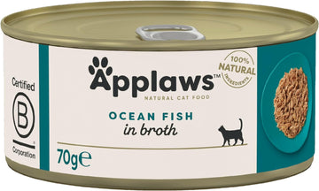Applaws 100% Natural Wet Cat Food, Ocean Fish In Broth, 70 g Tin (Pack of 24)?1005NE-A