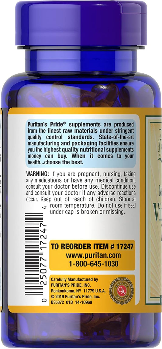 Puritan's Pride Vitamin D3 250 mcg (10,000 IU)-200 Softgels, White