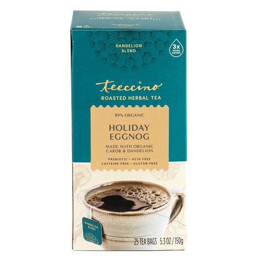 Teeccino Eggnog Herbal Tea - Holiday Dessert Tea That’S Creamy & Sweet, Prebiotic And Caffeine Free, 25 Tea Bags