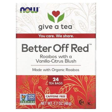 Now Foods Give A Tea™ Better Off Red™ Rooibos Tea With A Vanilla-Citrus Blush, Caffeine-Free, 24 Bags