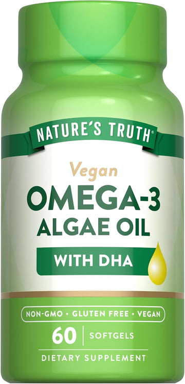 Nature'S Truth Vegan Omega 3 Supplement | 60 Softgels | Algae Oil Formula With Dha | Non-Gmo & Gluten Free Supplement