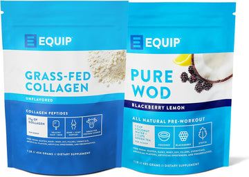 Equip Foods Collagen Powder Unflavored & Purewod Natural Pre-Workout Energy Powder