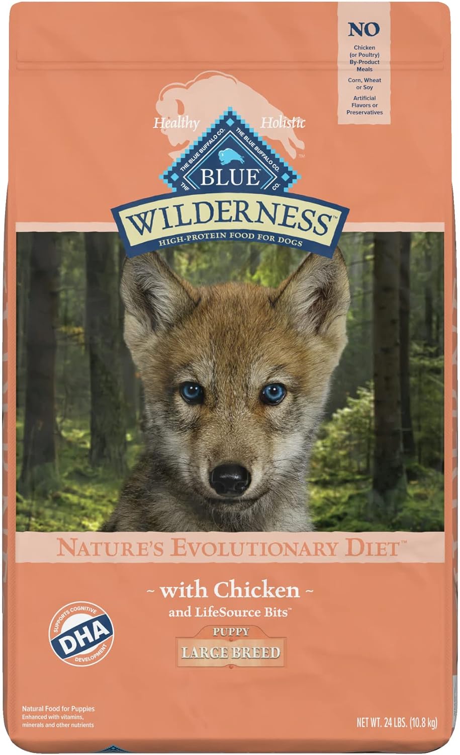 Blue Buffalo Wilderness High Protein, Natural Puppy Large Breed Dry Dog Food, Chicken 24-Lb