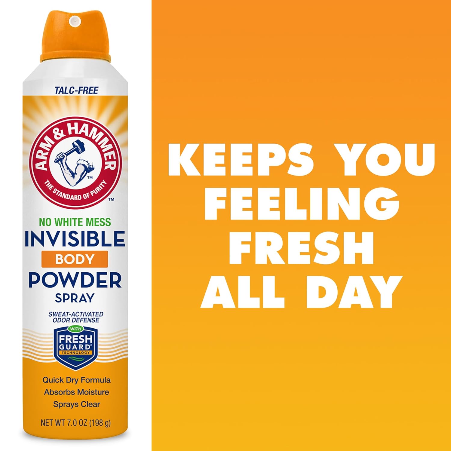 Arm & Hammer Invisible Body Powder Spray, Clear Talc-Free Body Odor & Sweat Control for Men & Women, Spray Body Powder for Women and Men, Arm and Hammer Body Spray Powder, 7 Oz (1 Pack) : Beauty & Personal Care