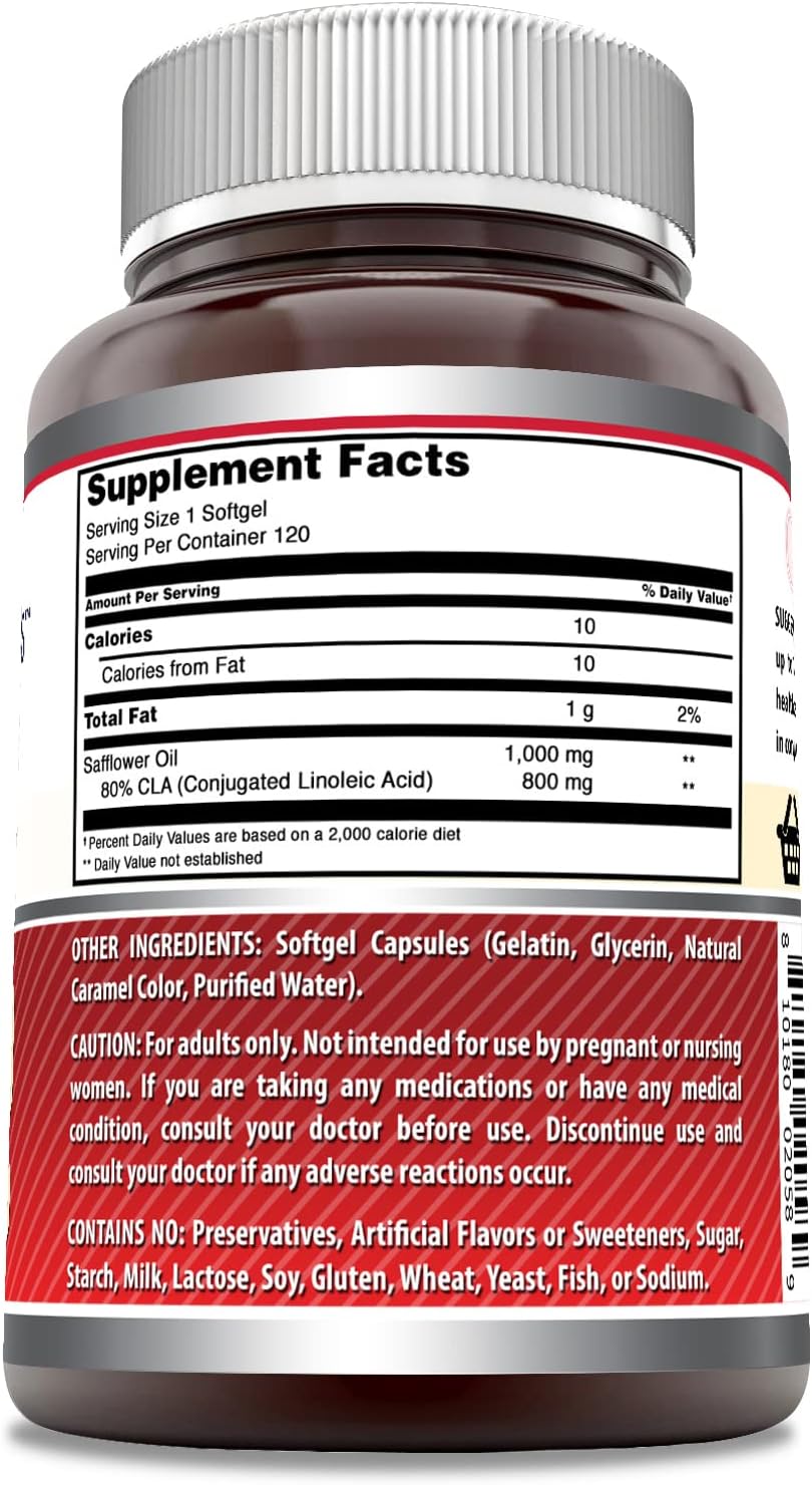 Amazing Formulas CLA 1000mg 120 Softgels Supplements | Conjugated Linoleic Acid | Non-GMO | Gluten Free