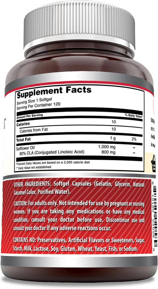 Amazing Formulas CLA 1000mg 120 Softgels Supplements | Conjugated Linoleic Acid | Non-GMO | Gluten Free