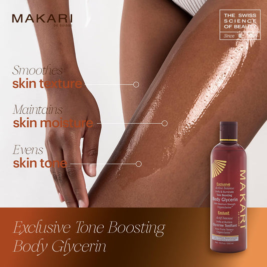 Makari Exclusive Active Intense Tone Boosting Body Glycerin (16.8 Oz) | Skin-Brightening Body Glycerin | Moisturizes And Softens | Promotes Even Skin Tone | For All Skin Types Except Sensitive