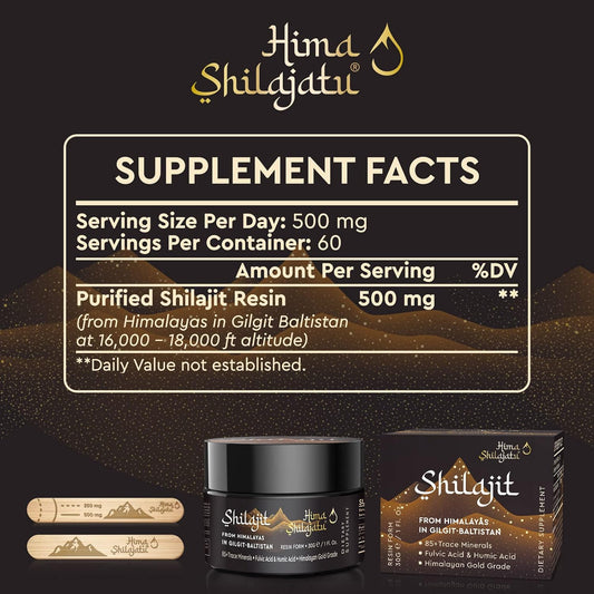 Shilajit Purest Himalayan Shilajit Resin - Gold Grade 100% Pure Shilajit With Fulvic Acid & 85+ Trace Minerals Complex For Energy & Immune Support, 30 Grams (2 Months Supply)