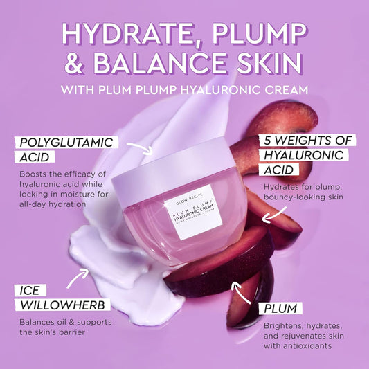 Glow Recipe Plum Plump Hyaluronic Acid Moisturizer Face Cream - Hydrating, Firming & Plumping Face Moisturizer For Dry Skin - Korean Skin Care With Polyglutamic Peptides To Lock-In Moisture (50Ml)