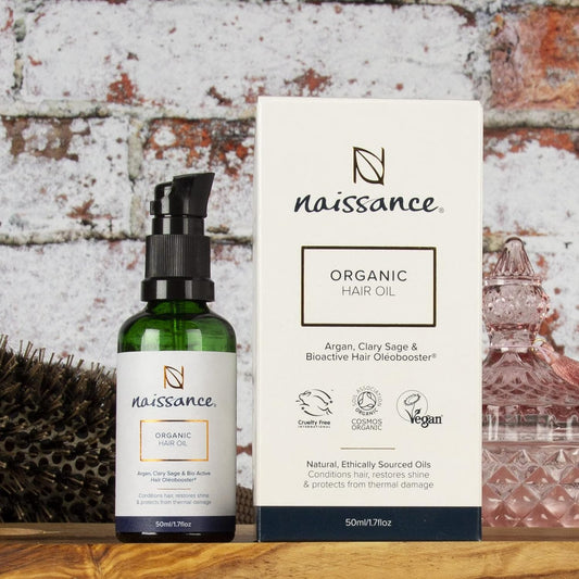 Naissance Certified Organic Hair Oil 50ml - Nourishing Serum with Argan Oil For Hair Growth - Natural Treatment For Dry Damaged Frizzy Hair - Restores Shine Heat Protection Travel Size For Men & Women