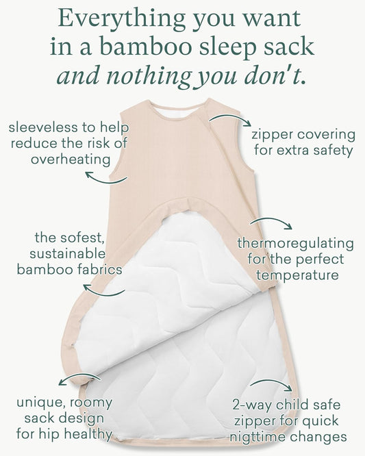 Quilted Supersoft Sleep Sack, 2.5 TOG Premium Bamboo Viscose Warm Baby Sleeping Bag, Thick Babies Wearable Blanket