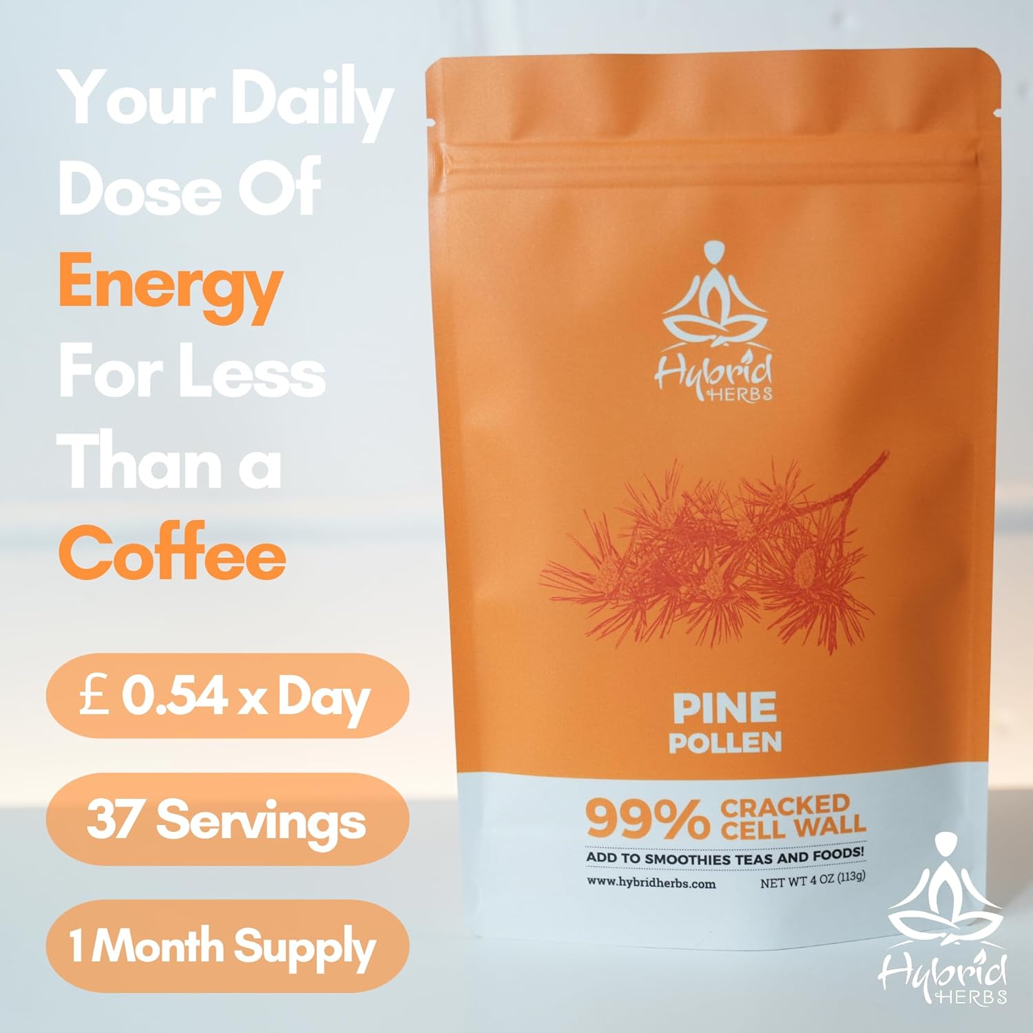 HYBRID HERBS - Pine Pollen Powder (113g) - Highly Bioavailable Supplement for Muscle, Energy, Workout, Skin, Immunity & Hormonal Support - 99% Cracked Cell Wall - Rich in Vitamins & Amino Acids : Amazon.co.uk: Health & Personal Care