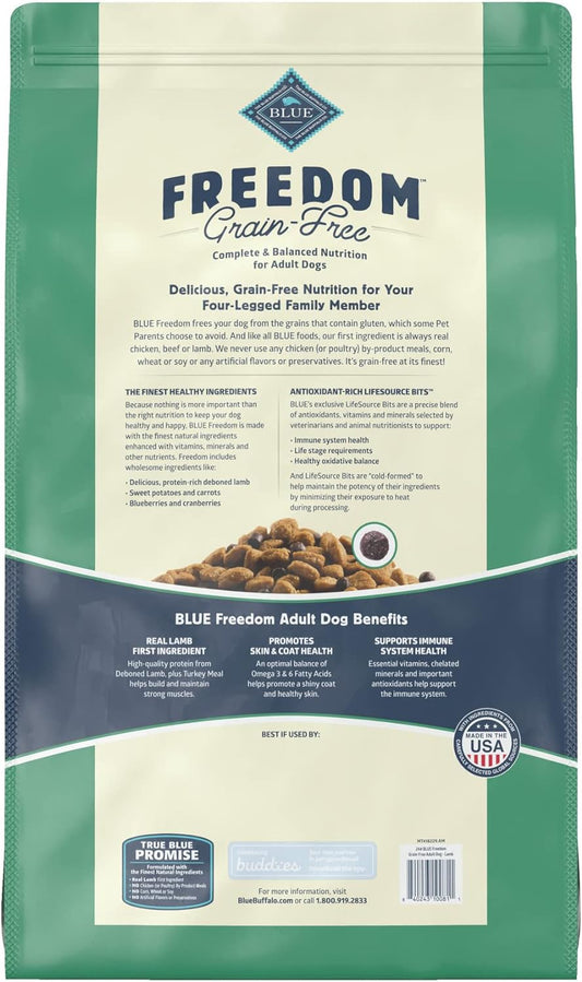 Blue Buffalo Freedom Grain Free Natural Adult Dry Dog Food, Lamb 24-lb