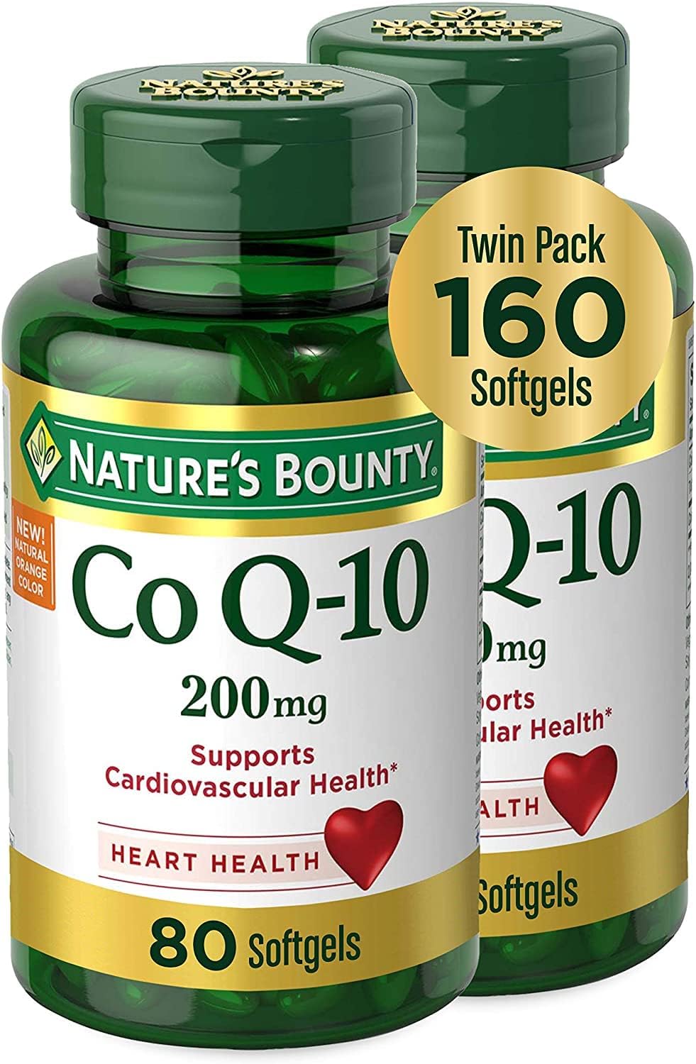 Nature'S Bounty Coq10 200 Mg Softgels, Heart Health & Cellular Energy Support, Twin Pack, 160 Rapid Release Softgels