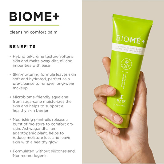 Image Skincare Biome+ Cleansing Comfort Balm, Microbiome Friendly Gentle Cleanser, Reduces Moisture Loss, 4 Fl Oz