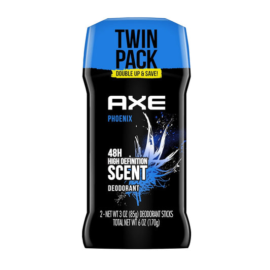 Axe Dual Action Deodorant Stick For Long Lasting Odor Protection, Phoenix Crushed Mint & Rosemary Men'S Deo, Aluminum Free 3Oz Twin Pack
