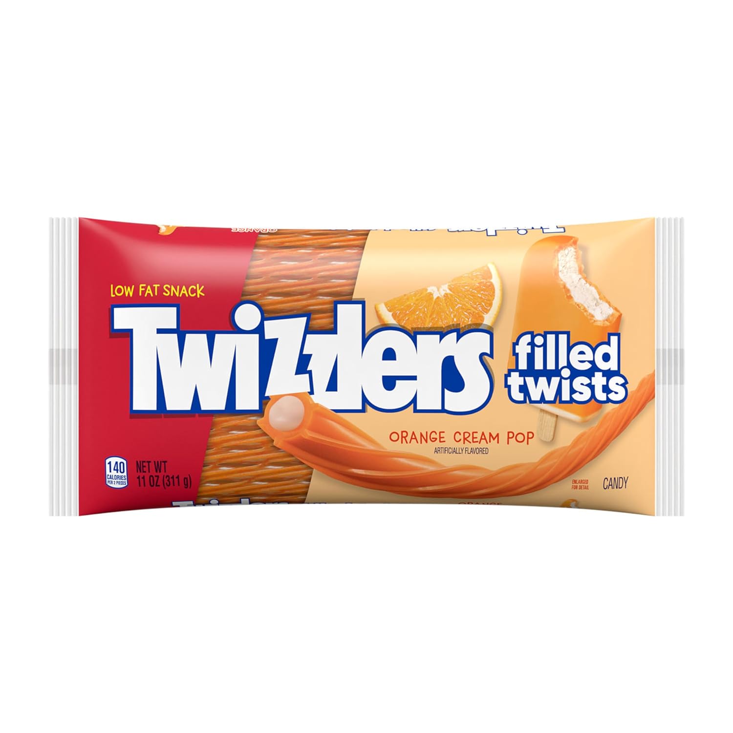 Twizzlers Filled Twists Orange Cream Pop Candy Bags, 11 Oz (12 Count)