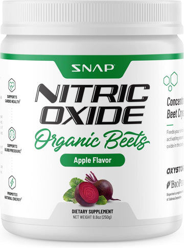 Snap Supplements Usda Organic Beet Root Powder, 3-In-1 Nitric Oxide Supplement, Support Healthy Blood Circulation, 250G (Apple)