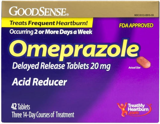 Goodsense Omeprazole Delayed Release Tablets 20 Mg, Acid Reducer, Treats Heartburn, 42 Count