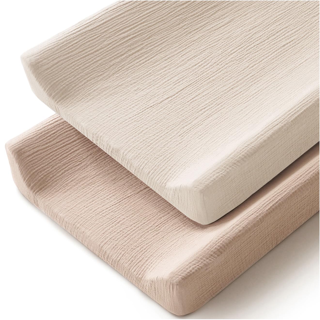 Changing Pad Cover For Neutral Baby Muslin Soft Cotton Diaper Changing Table Pad Cover Changing Pad Sheets For Girls And Boys - 2 Pack(Clay & Ivory)