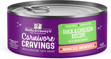 Stella & Chewy'S Carnivore Cravings Minced Morsels Cans – Grain Free, Protein Rich Wet Cat Food – Cage-Free Chicken & Duck Recipe – (2.8 Ounce Cans, Case Of 24)