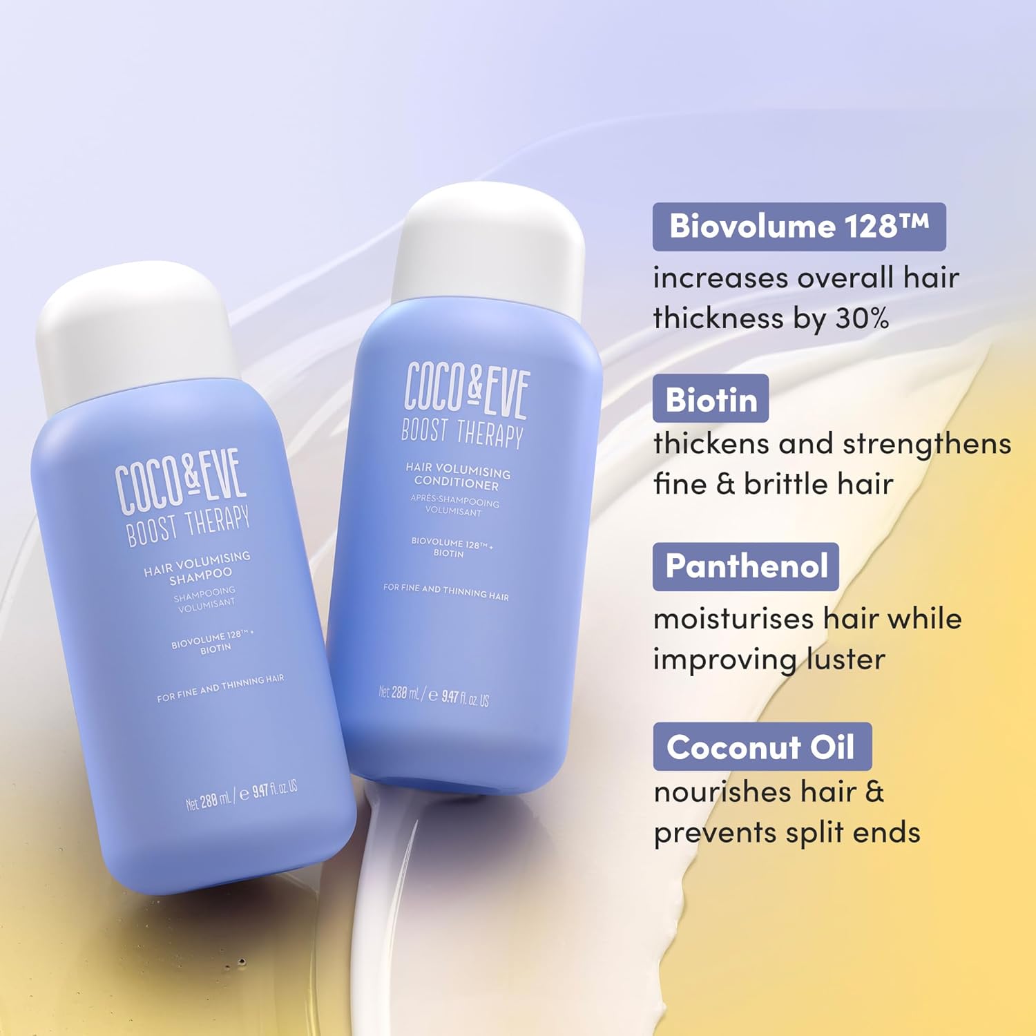 Coco & Eve Boost Therapy Hair Volumising Shampoo & Conditioner Bundle Set. With Biotin to Target Fine, Thinning Hair. For Thickening, Nourishing, and Improving Volume, Density & Shine. (560 ml) : Amazon.co.uk: Beauty