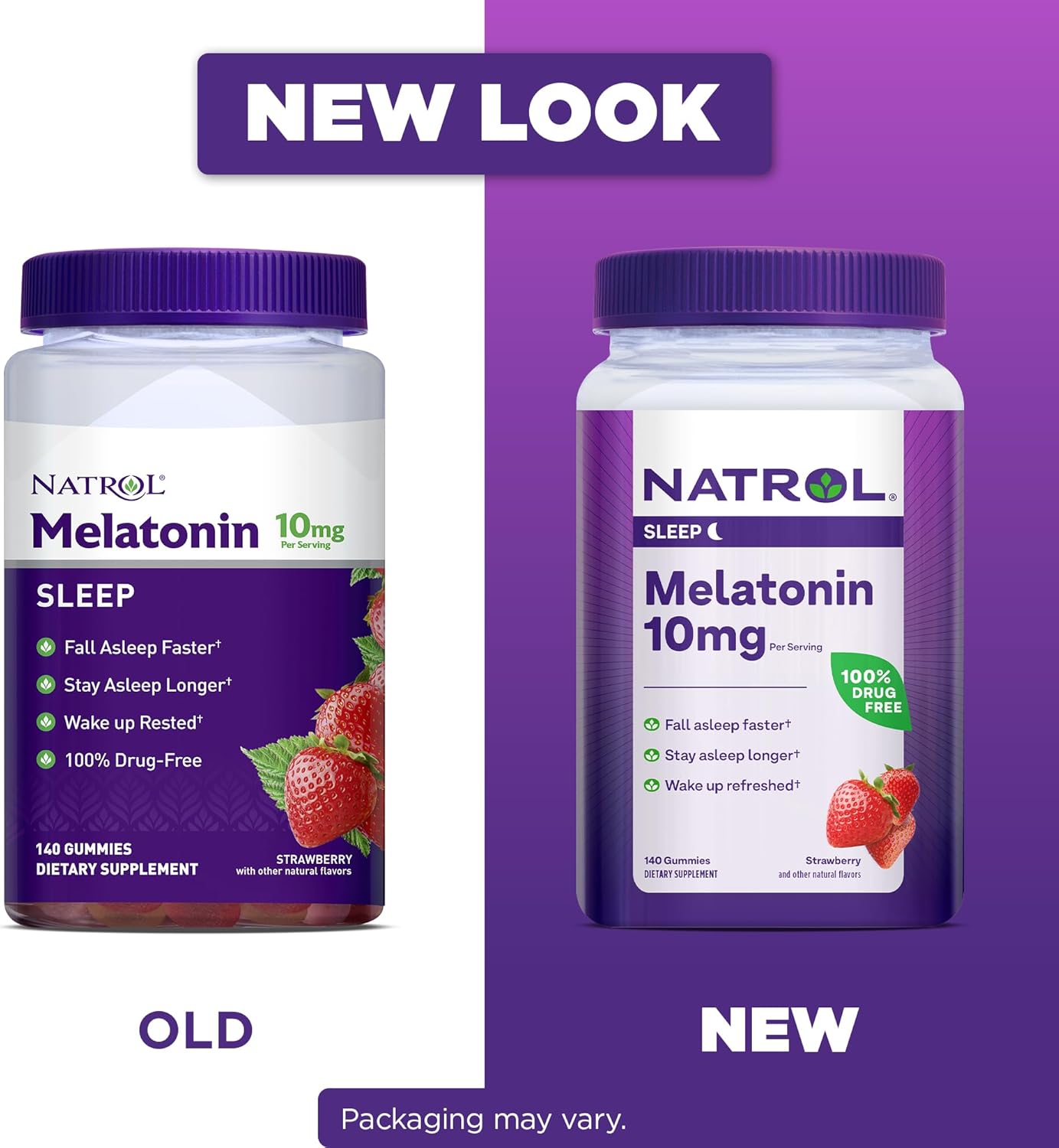 Natrol Melatonin Sleep Aid Gummy, Fall Asleep Faster, Stay Asleep Longer, 2 Gummies per Serving, 100% Drug and Gelatin Free, Non-GMO, 10mg, 140 Count