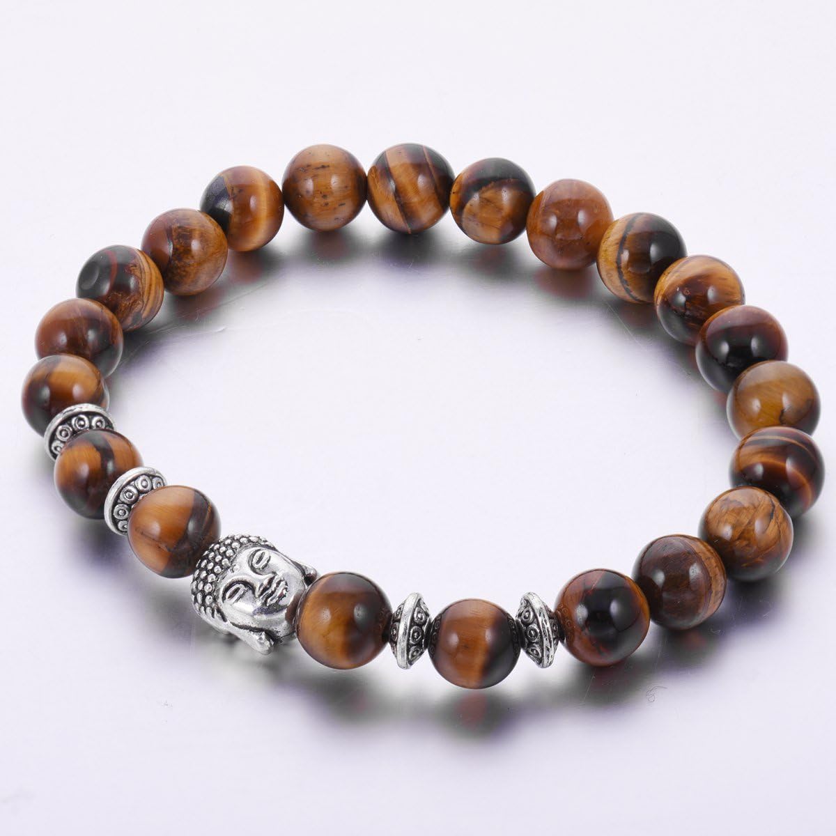 Joya Gift Fashion Jewelry Braceletstiger Eye Gemstone 8Mm Round Beads Buddha Chakra Bracelet For Men Gifts: Clothing, Shoes & Jewelry