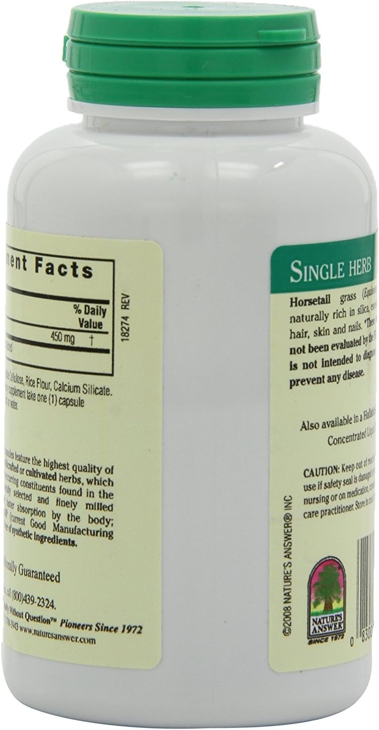 Nature's Answer Horsetail Herb | Promotes Healthy Hair, Skin & Nails | Made in the USA | Gluten-Free, Alcohol-Free, Kosher Certified & No Preservatives | Capsules 90Ct : Health & Household