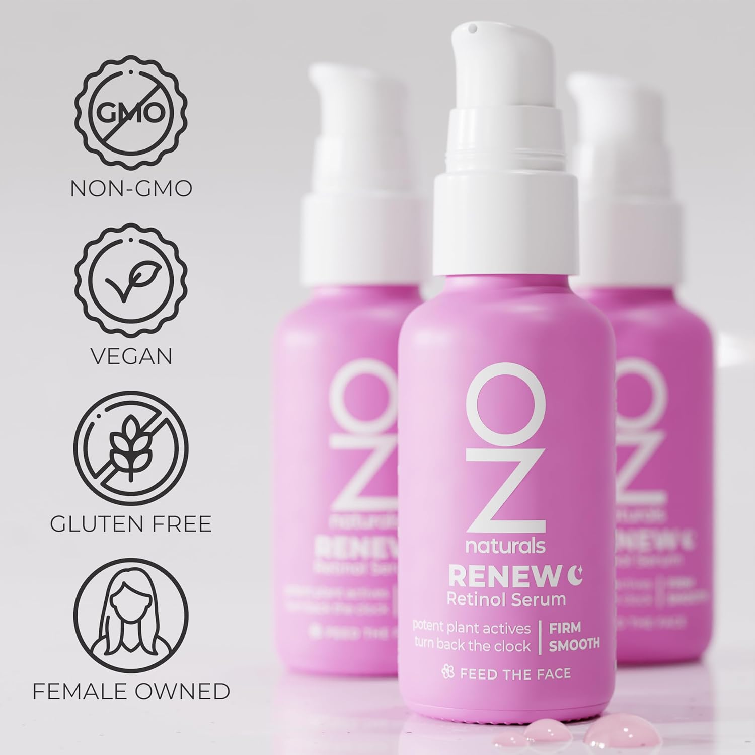 Oznaturals Renew Retinol Serum - Anti Aging Serum For Skin Renewal - Smoothes And Brightens Complexion With Vitamin E And Hyaluronic Acid - 1 Oz : Beauty & Personal Care