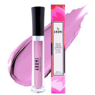 Aromi Medium Pink Matte Liquid Lipstick, Dusty Rose Lip Color, Smudge Proof And Long-Lasting Lipstick, Vegan & Cruelty-Free Beauty, Day To Night, Handmade (Pink Rosette)