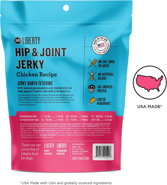 Bixbi Liberty Hip & Joint Support Chicken Jerky Dog Treats, 5 Oz - Usa Made Grain Free - Glucosamine, Chondroitin For Dogs - Antioxidant Rich, No Fillers