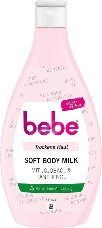 bebe Soft Body Milk (400 ml), Fast Absorbing Body Lotion with Jojoba Oil & Panthenol for Dry Skin, Gently Scented, Moisturises 24 Hours