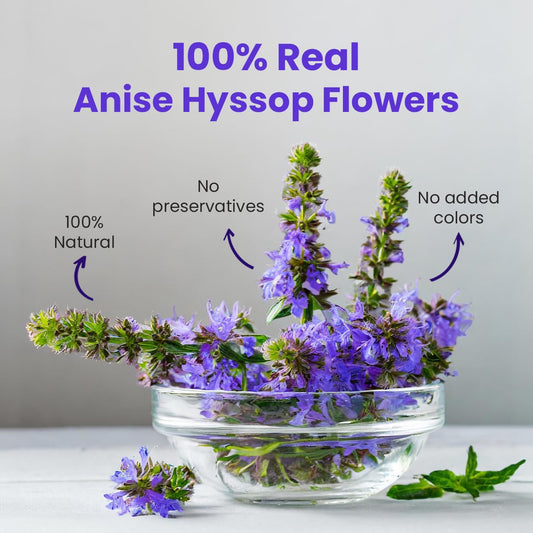 Blue Tea - Anise Hyssop Flower Tea -1.40 Oz (Pack Of 2) - Loose | Herbal Tea - Caffeine Free - Non-Bitter - Flower Based - 100% Natural - Farm Fresh - Non-Gmo - Vegan | Pet Jar Pack