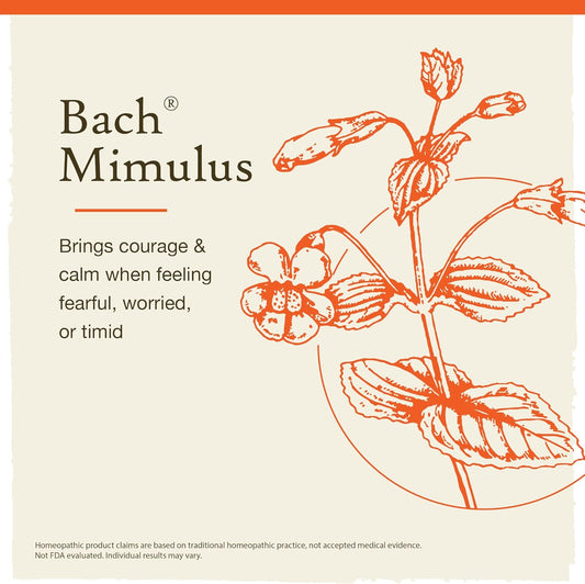 Bach Original Flower Remedies, Mimulus for Facing Fears (Non-Alcohol Formula), Natural Homeopathic Flower Essence, Holistic Wellness and Stress Relief, Vegan, 10mL Dropper
