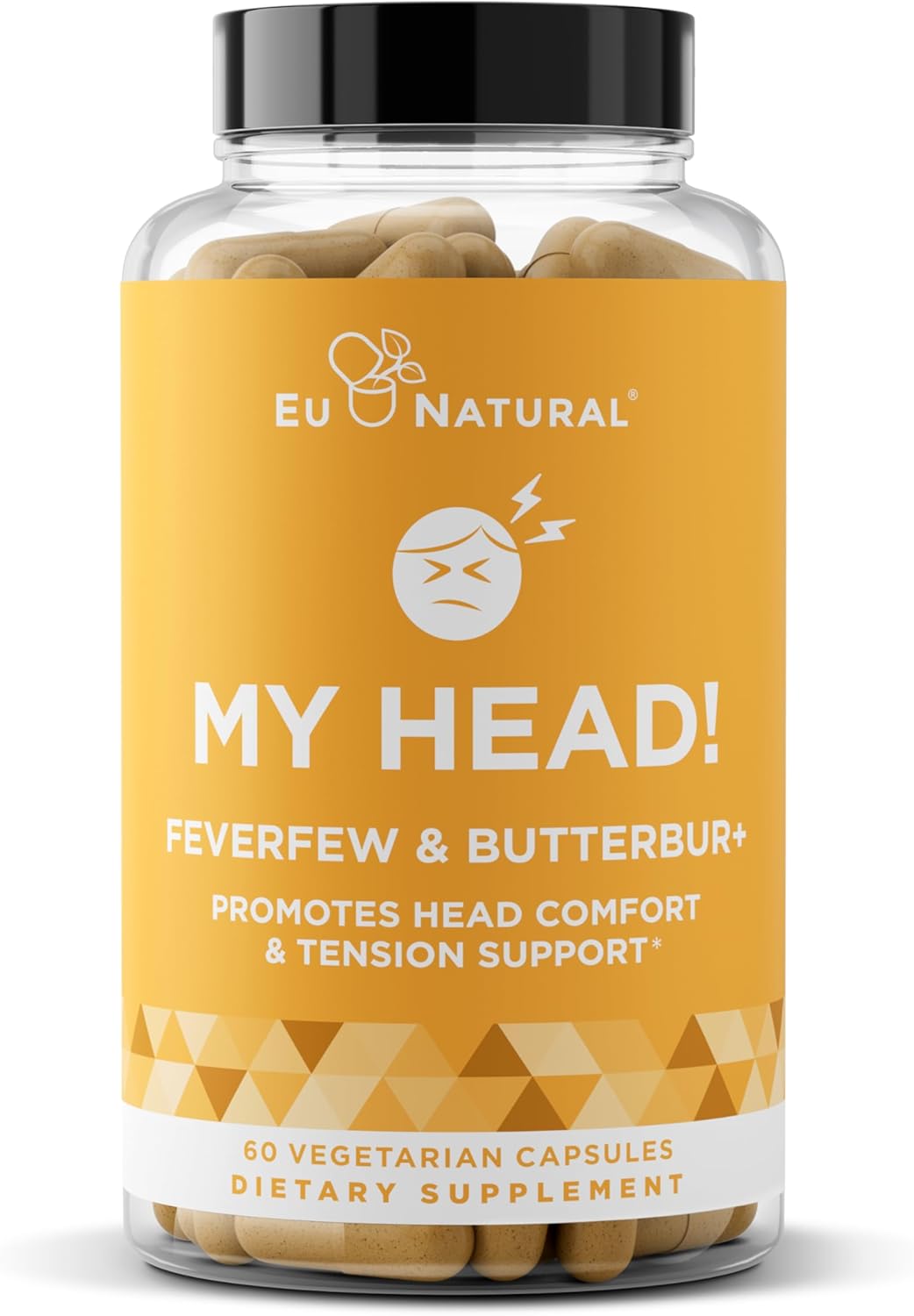 My Head! Headache Vitamins – Sensitivity, Tension, Comfort, Healthy Head Function For A Clear Mind – Fast Acting Magnesium, Butterbur, Feverfew, Boswellia, Vitamin D, Ginger, & More – 60 Soft Capsules