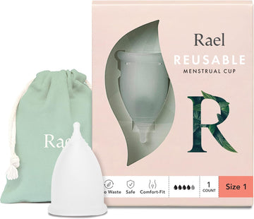 Rael Period Cup, Soft Reusable Menstrual Cups For Women - Medical-Grade Silicone, Period Cups For Women Medium Flow, Bpa Free, Made In Usa Tampon Pad Alternative (Size 1)