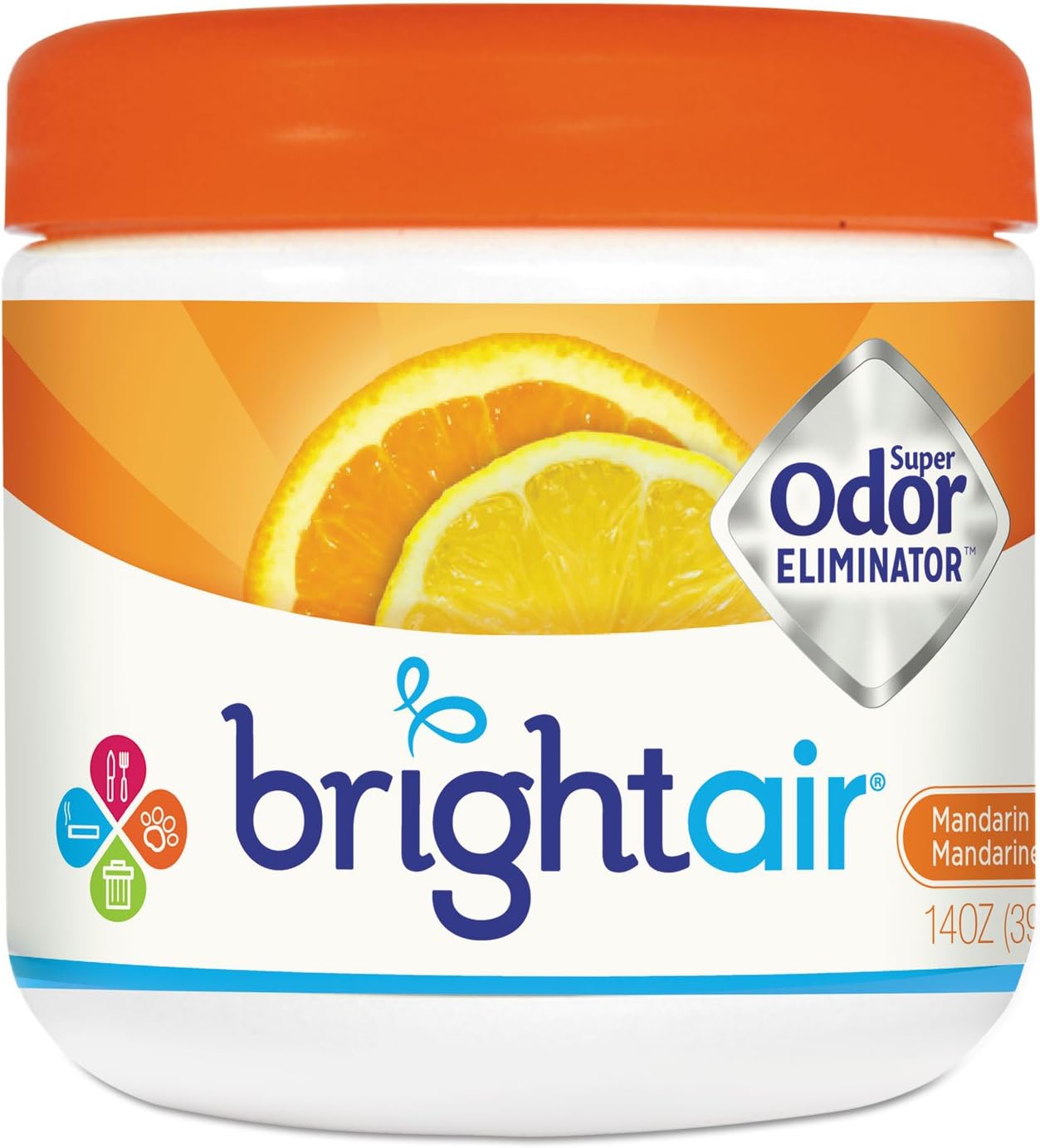 Bright Air Solid Air Freshener and Odor Eliminator, Mandarin Orange and Fresh Lemon Scent, 14 Ounces
